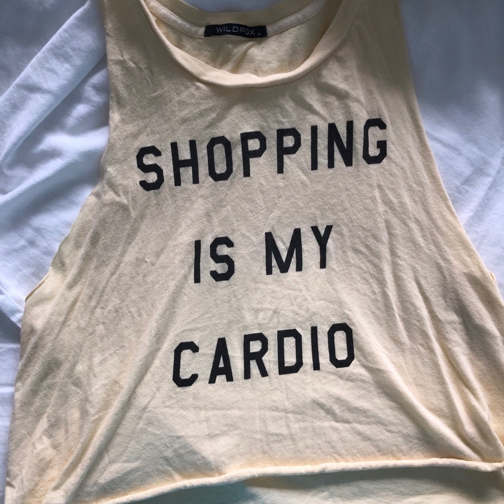 Wildfox Shopping Is My Cardio cut-off tank
